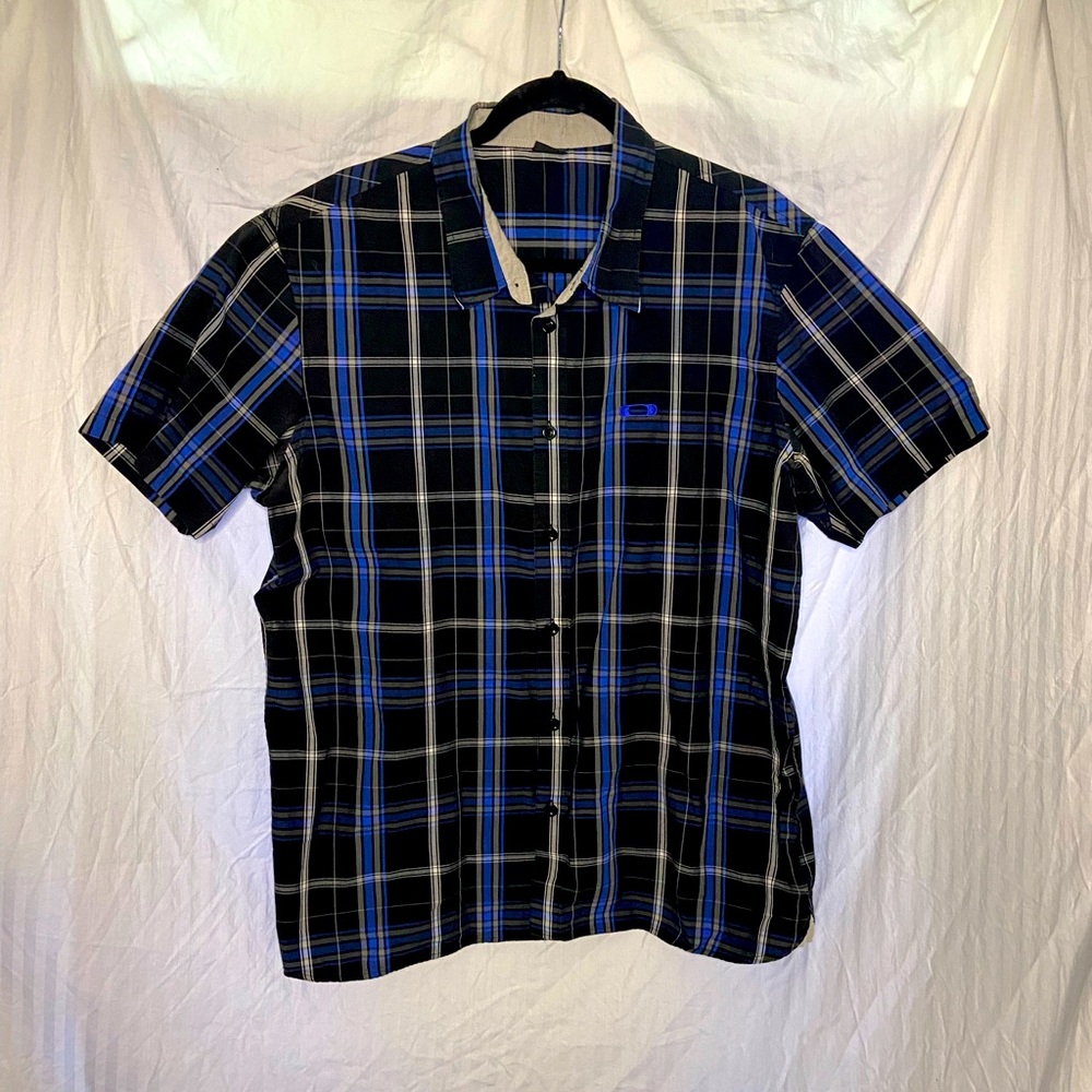 Men's Oxford Oakley button down shirt Blue Plaid size XL